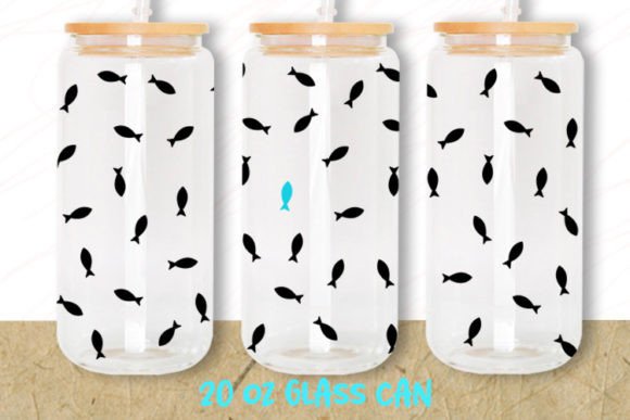 Background Fish Jesus Glass Can: Graphics & Graphic Templates