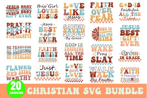 Christian Quotes Retro SVG Bundle for Branding Graphics & Crafts