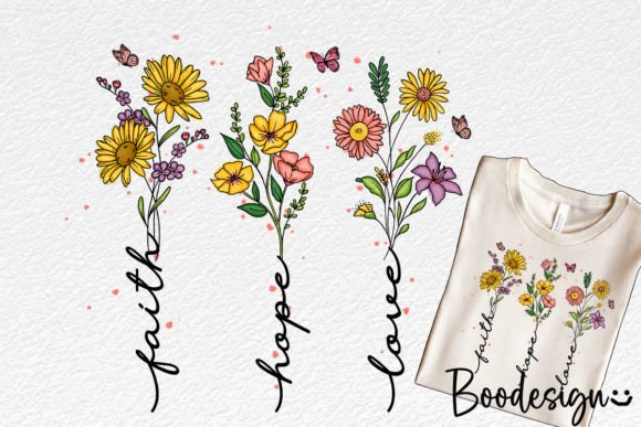 Faith Hope Love Christian Floral PNG: A Graphics Asset for Crafts & Branding