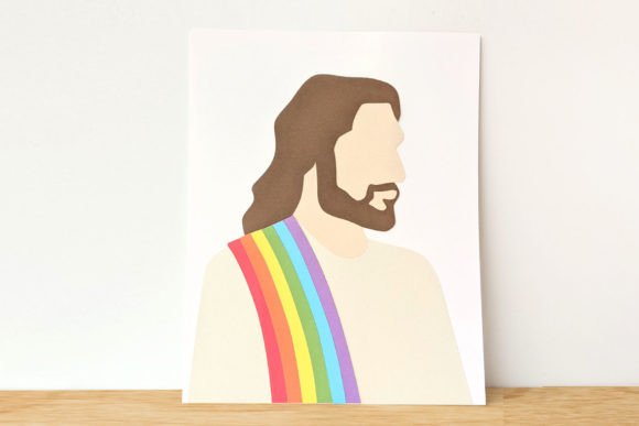 Minimalist Jesus with LGBT Rainbow SVG for Crafts & Graphics